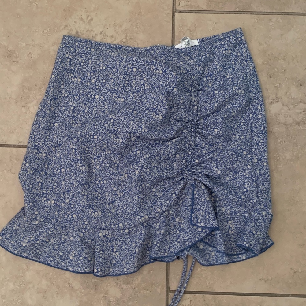 white and blue mini skirt